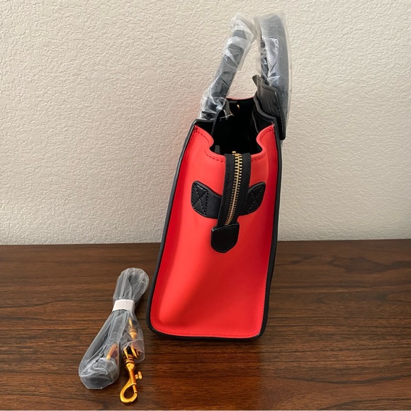 Tricolor Red Black Etoupe Micro Luggage Bag Convertible Crossbody C7-2 - Picture 2 of 13